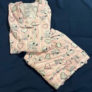Pink Snoopy Valentines Pajama Set